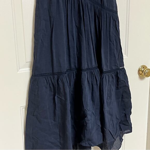 Frame Linen Blue Asymmetrical Tiered Cocktail Dress small has flaw - Picture 8 of 16